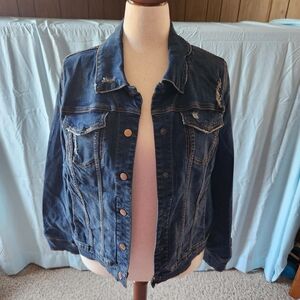Lane Bryant Distressed Blue Jean Jacket